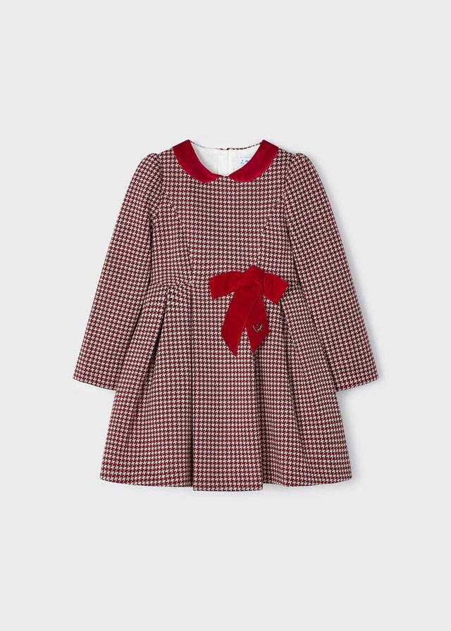 Vestido cuadros jacquard niña