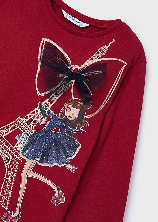 Playera estampado y aplique niña