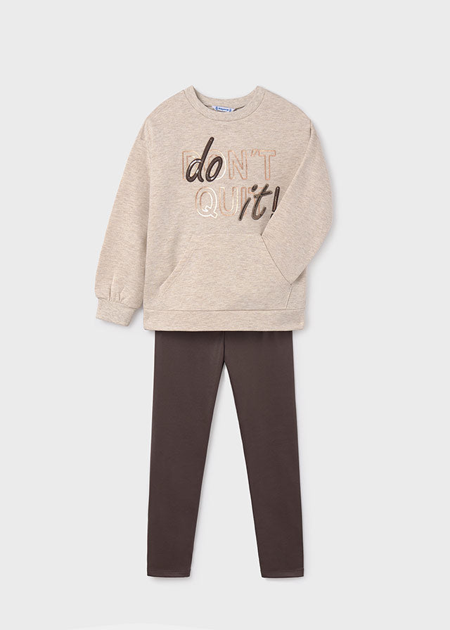 Conjunto legging y sudadera texto