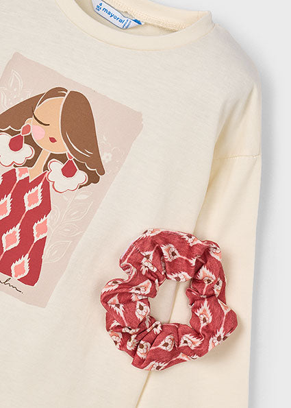 Playera con scrunchie niña