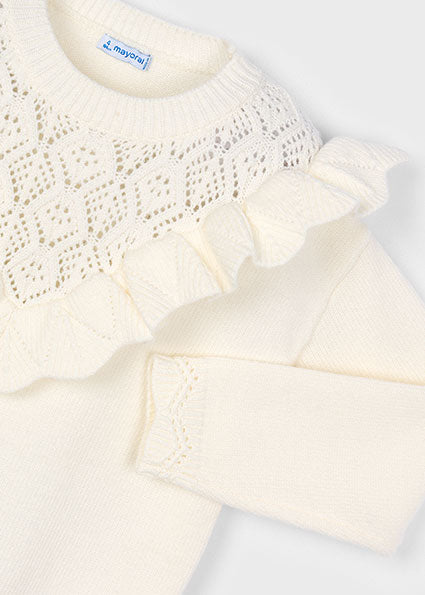 Suéter tricot calados niña