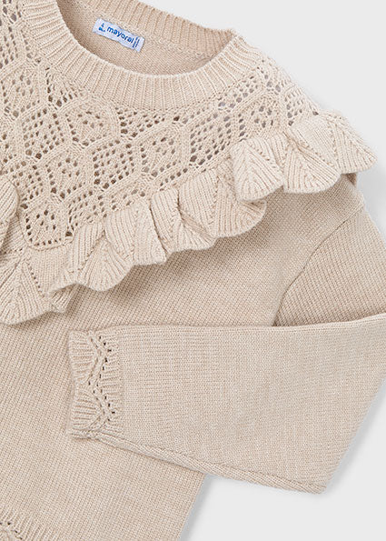 Suéter tricot calados niña