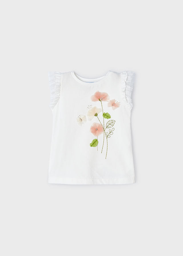 Playera flores tul niña