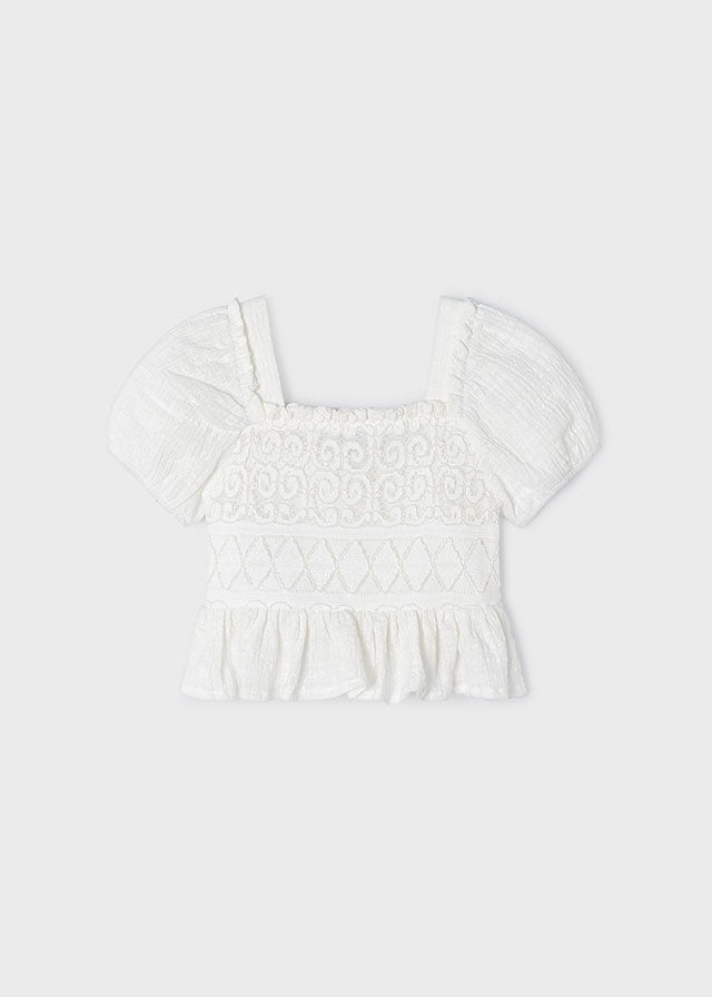Blusa combinada croché niña