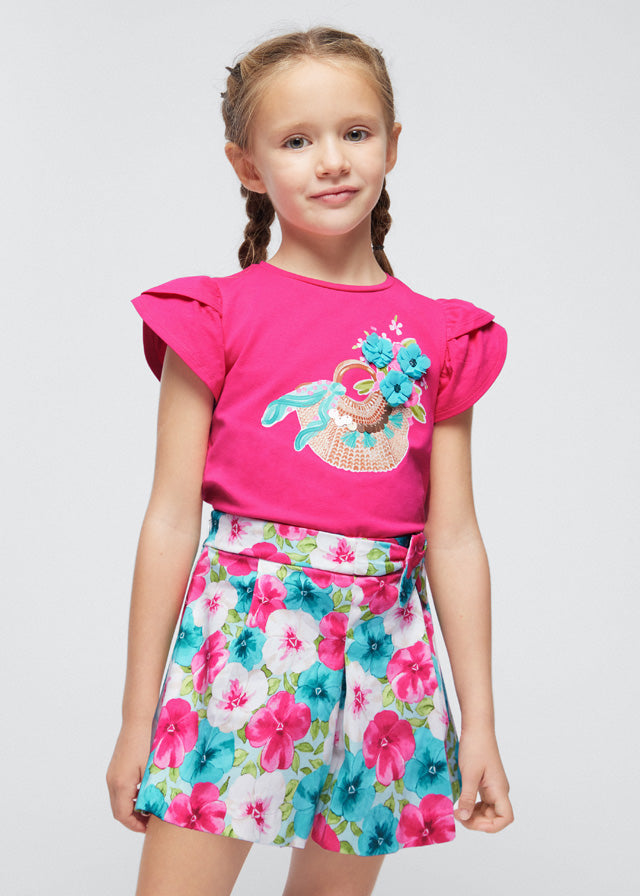 Short satén estampado niña