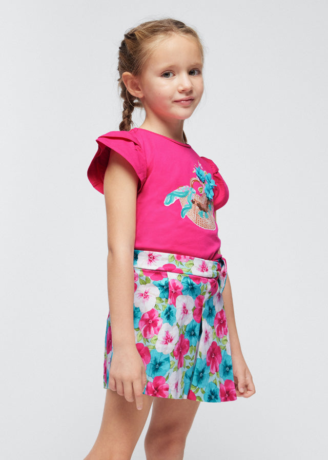 Short satén estampado niña