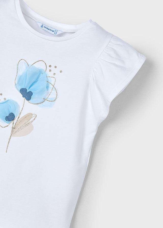Playera flor relieve niña