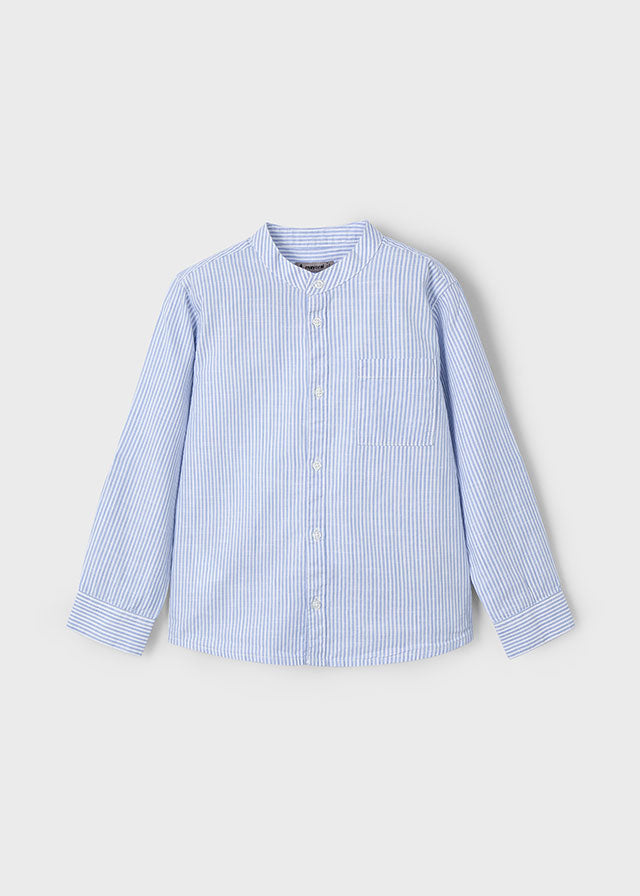 Camisa manga larga cuello mao rayas niño