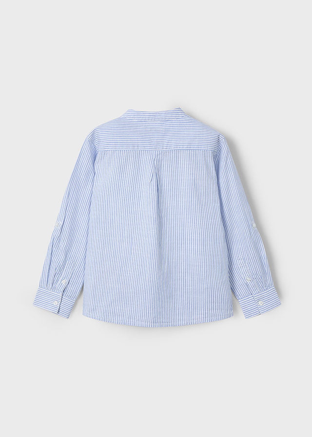 Camisa manga larga cuello mao rayas niño