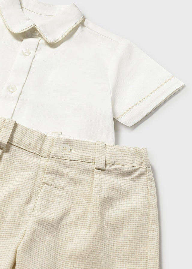 Conjunto bermuda y camisa con lino bebé