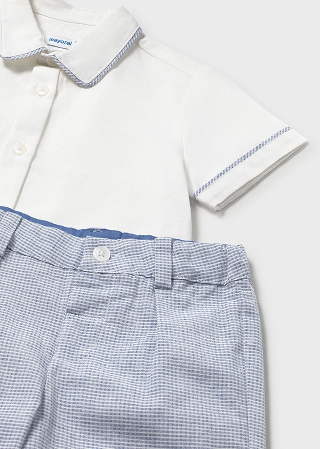 Conjunto bermuda y camisa con lino bebé