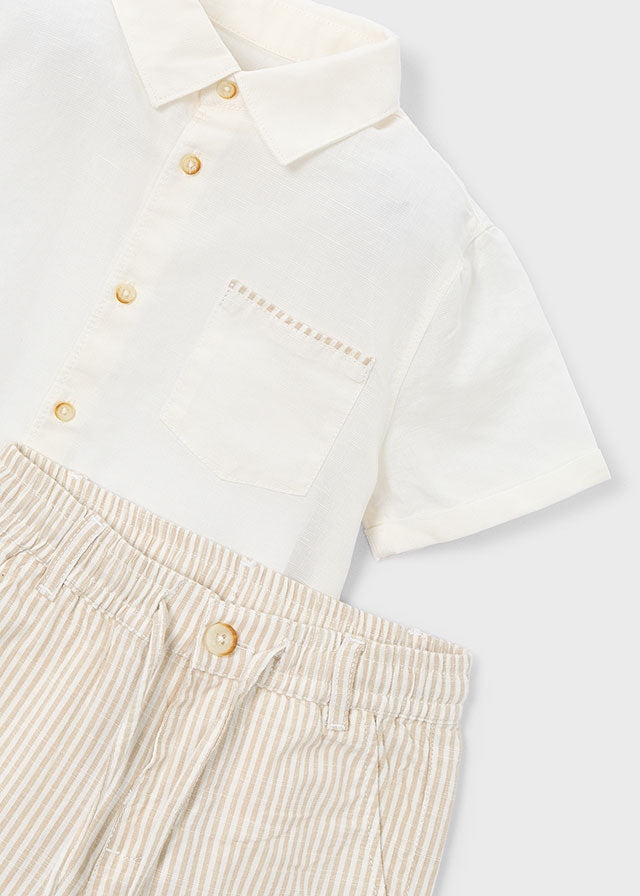 Conjunto bermuda y camisa con lino niño
