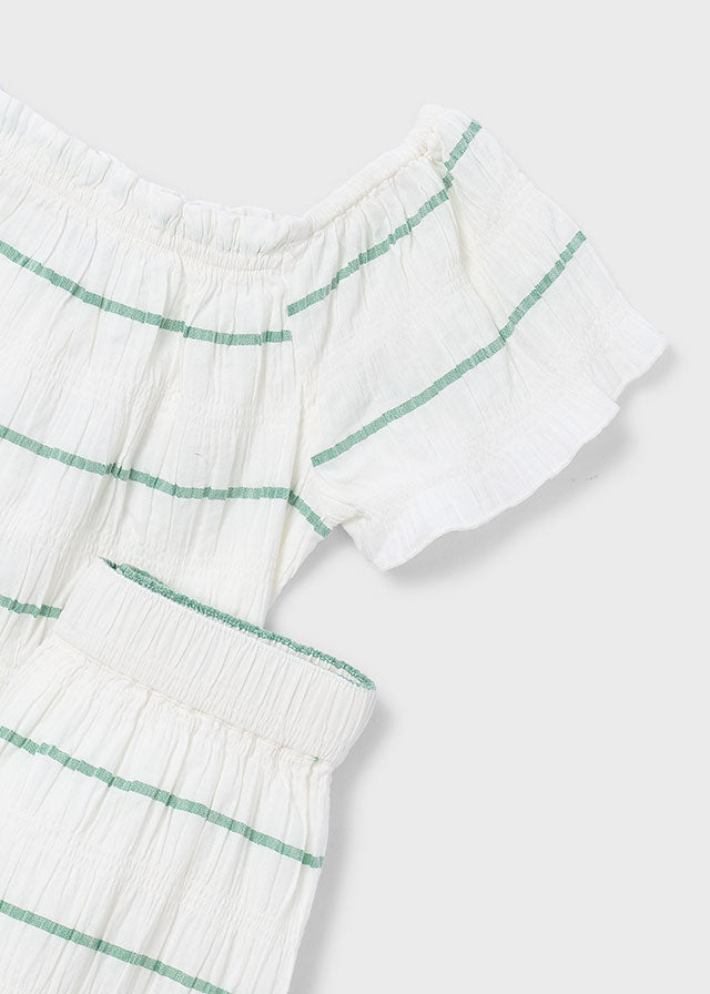 Conjunto pantalón largo y top de rayas niña