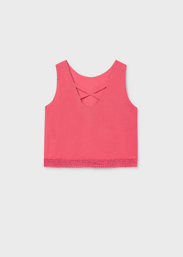 Blusa cinta bordada chica Coral