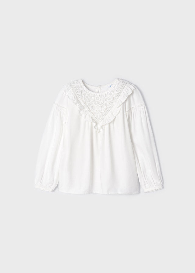 Blusa manga larga de punto para niña