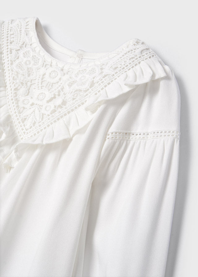 Blusa manga larga de punto para niña