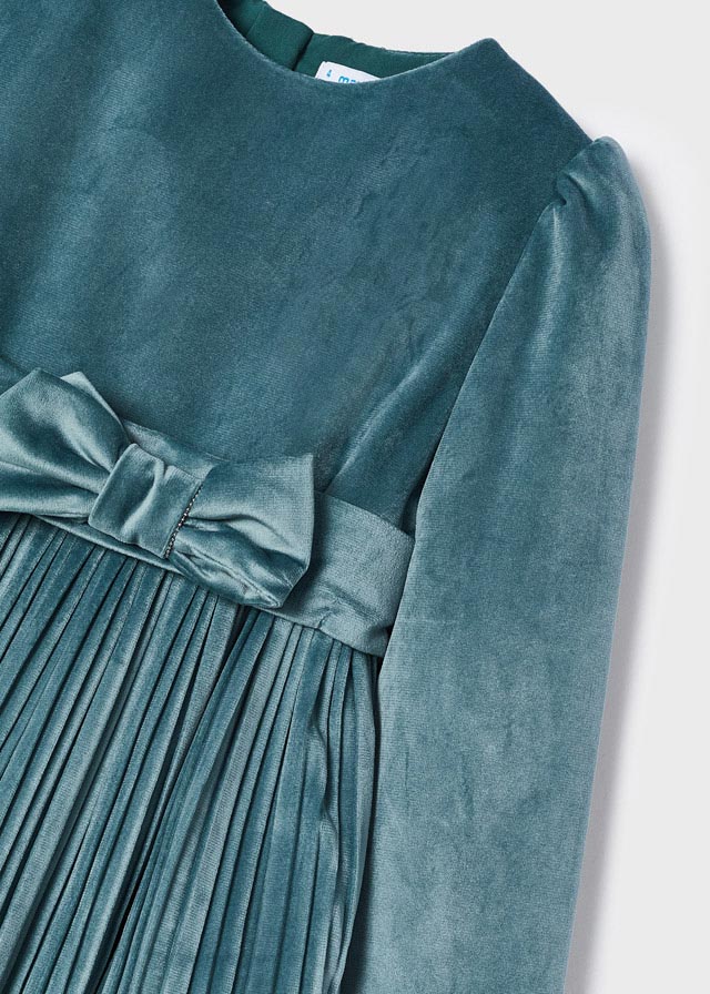 Vestido de terciopelo plisado para niña