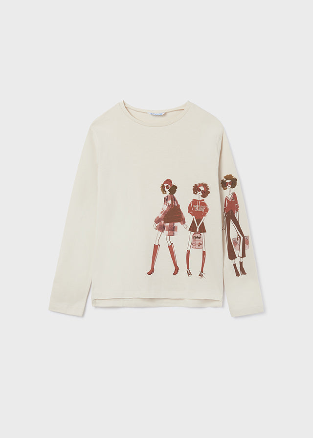 Playera manga larga gráfica posicionada para chica ECOFRIENDS