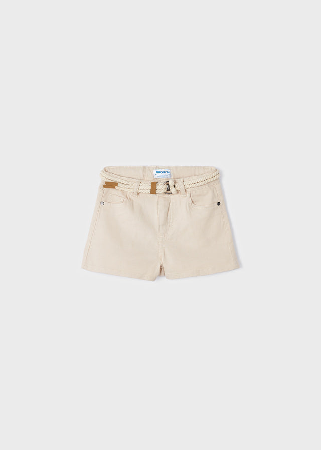 Short con cinturón de algodón sostenible para niña