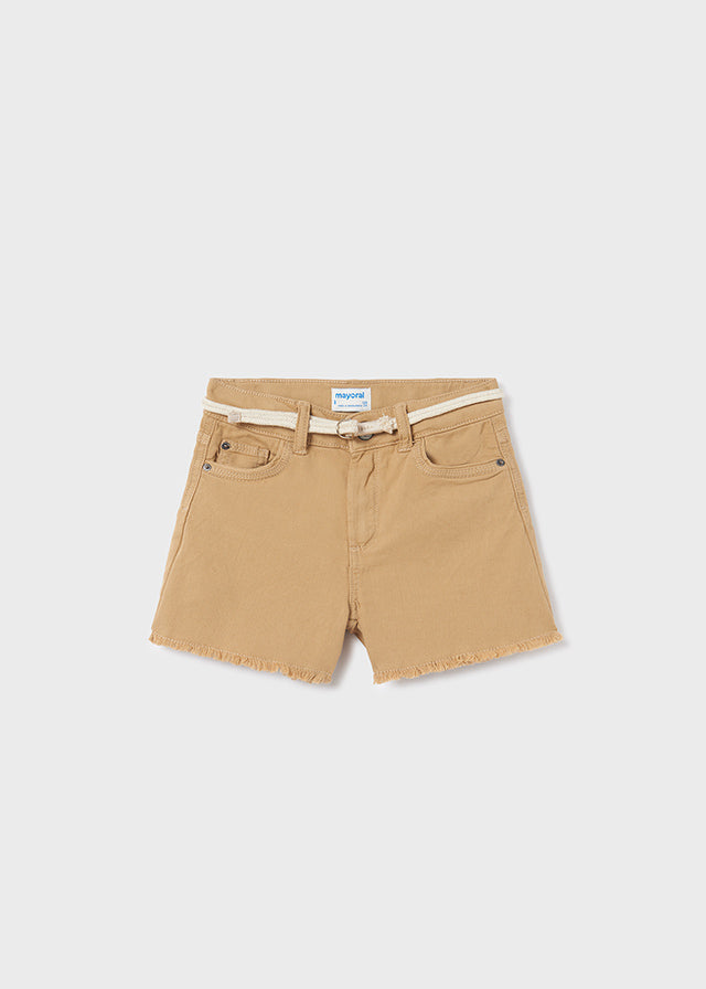 Short con cinturón de algodón sostenible para chica