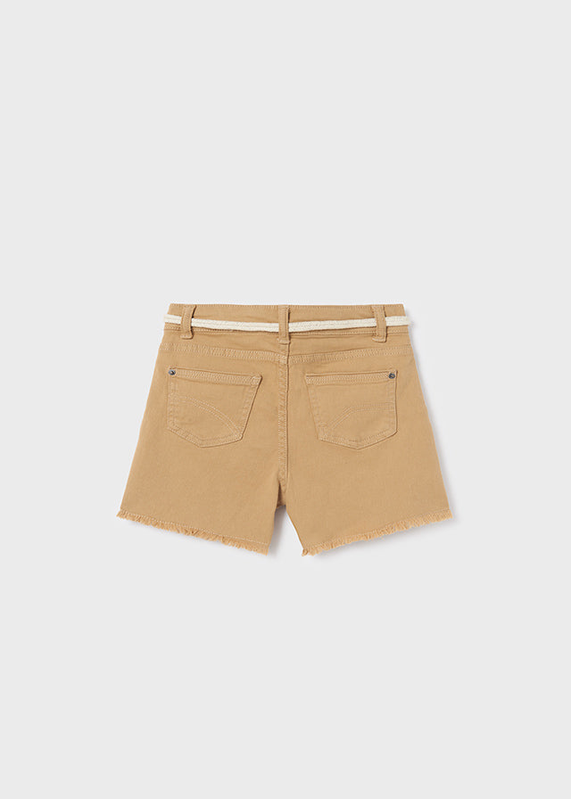 Short con cinturón de algodón sostenible para chica