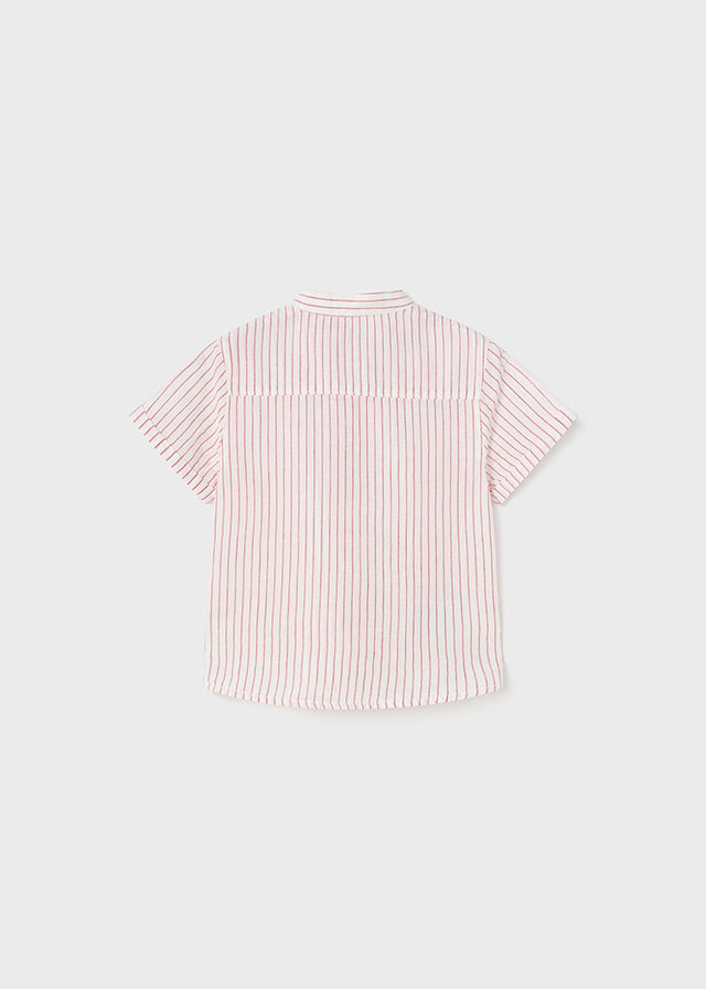 Camisa manga corta con motivo bordado y cuello mao para bebé