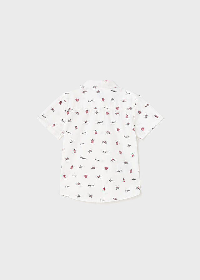 Camisa manga corta con estampado de algodón para bebé