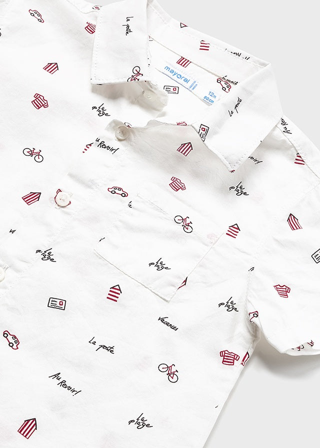 Camisa manga corta con estampado de algodón para bebé