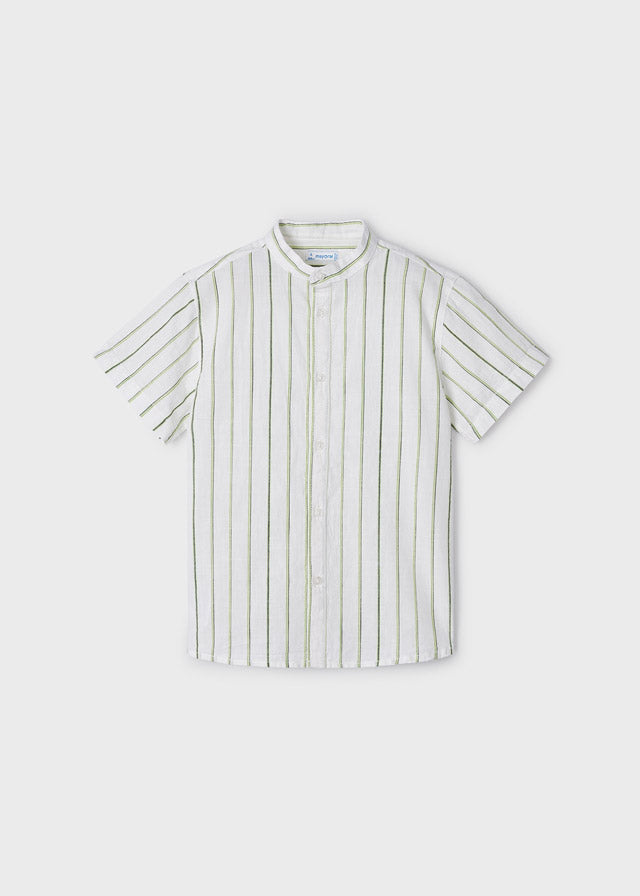 Camisa de manga corta con cuello mao en algodón para niño