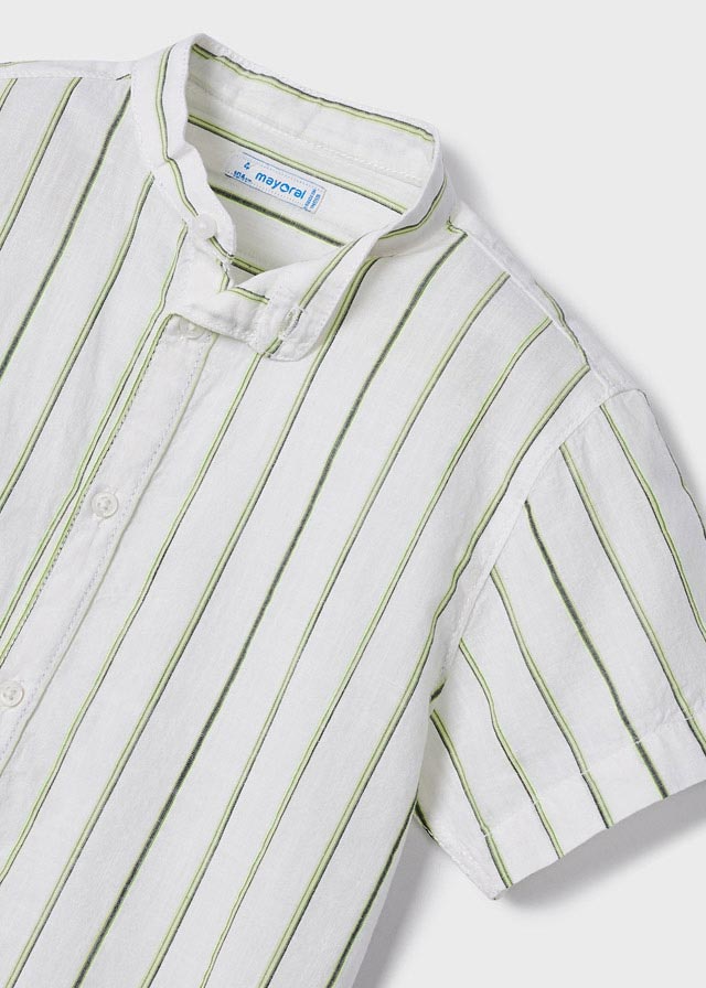 Camisa de manga corta con cuello mao en algodón para niño