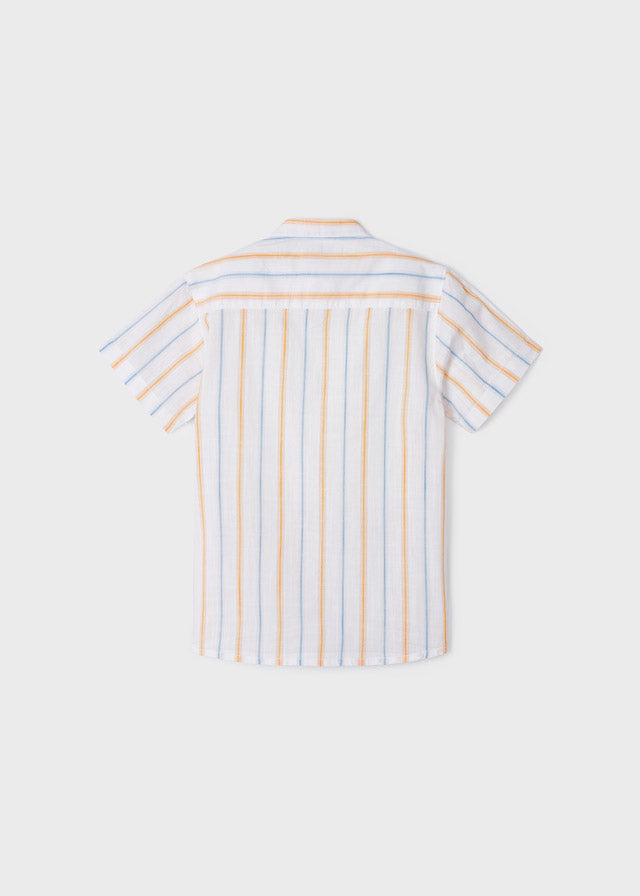 Camisa de manga corta con cuello mao en algodón para niño