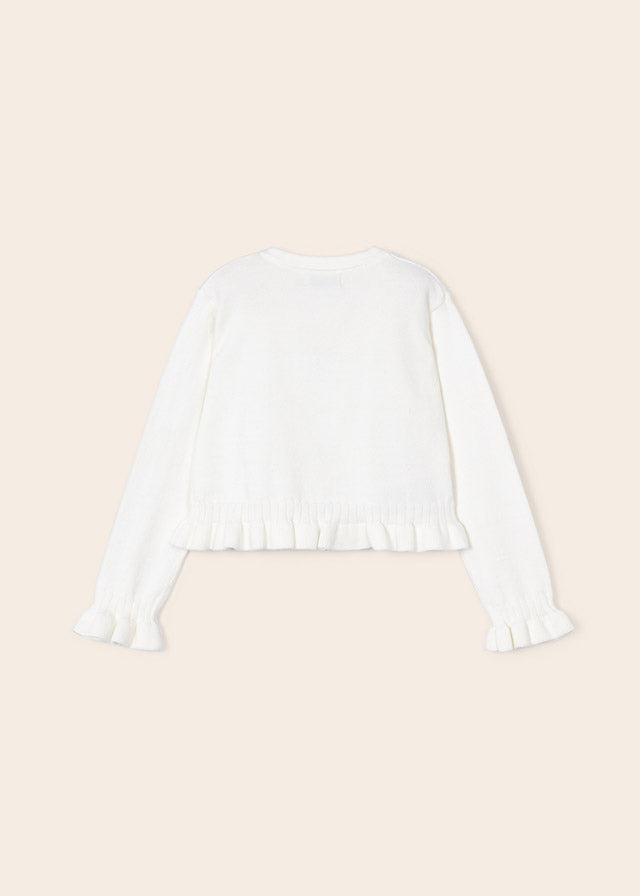 Torera de tricot con calados de algodón sostenible para niña