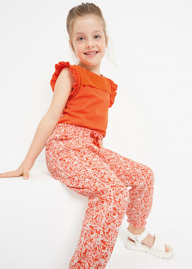 Pantalón baggy estampado de algodón para niña
