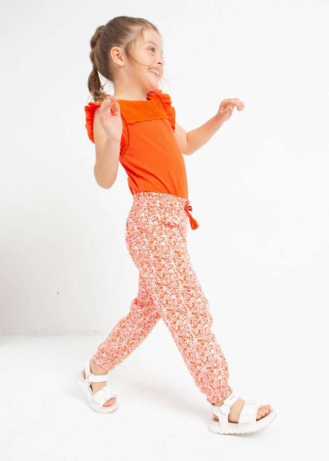 Pantalón baggy estampado de algodón para niña