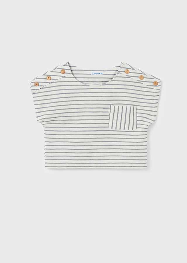 Playera manga corta estampada de algodón para chica