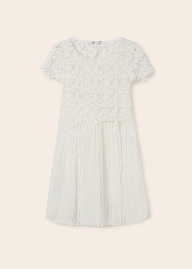 Vestido combinado de guipur para chica