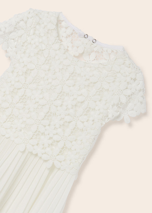 Vestido combinado de guipur para chica