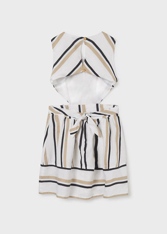 Vestido con estampado de rayas y detalle cut out para chica