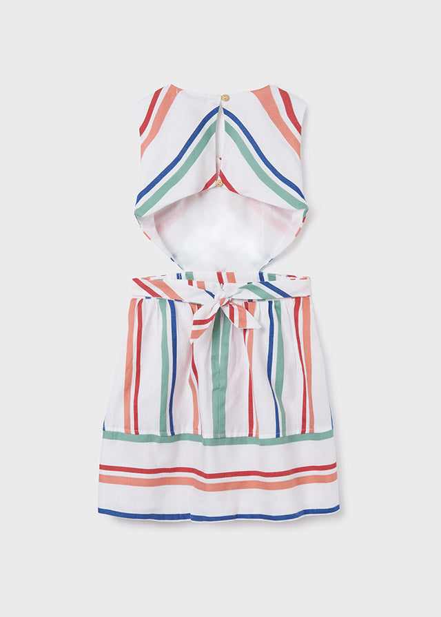 Vestido con estampado de rayas y detalle cut out para chica