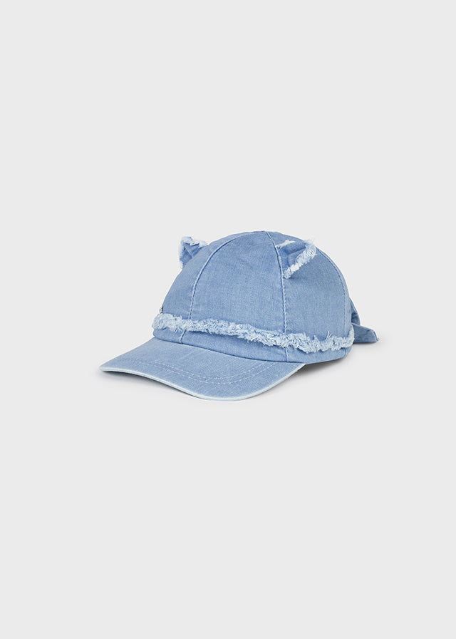 Gorra con adorno de orejas y moño de algodón sostenible para bebé