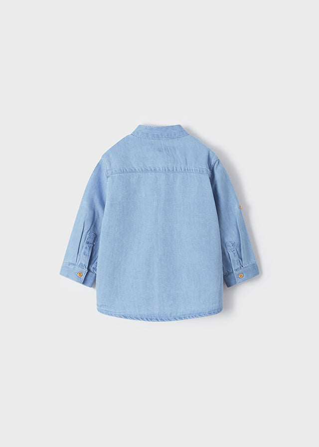 Camisa denim cuello mao bebé niño