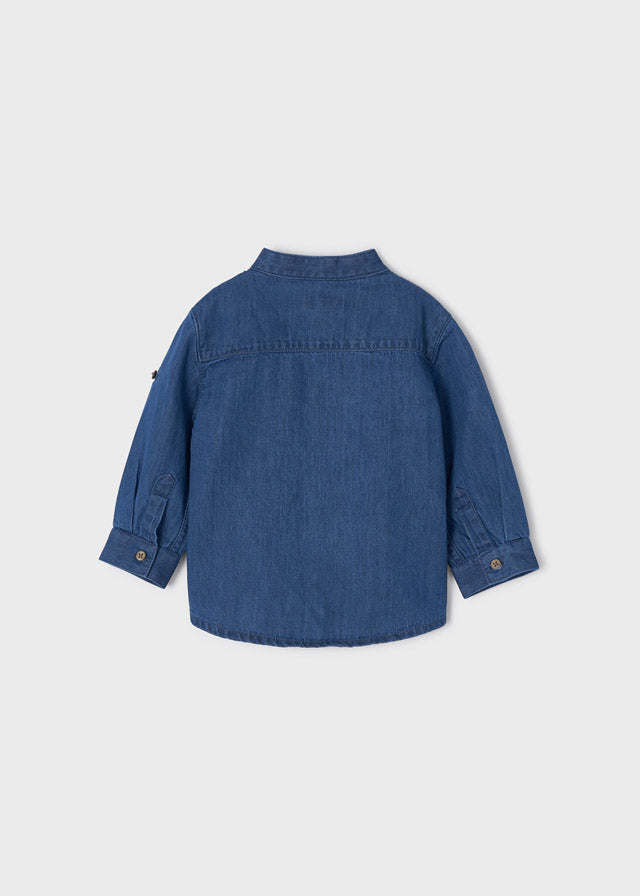 Camisa denim cuello mao bebé niño
