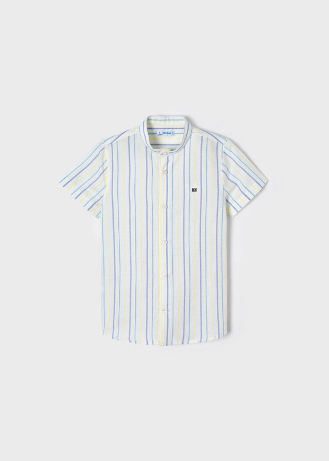 Camisa manga corta lino rayas cuello mao niño