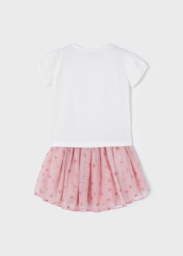 Conjunto falda tul bordado niña