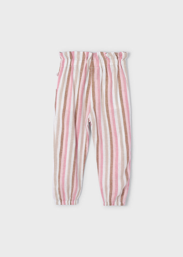 Pantalón largo rayas lino niña