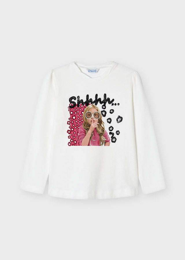 Playera ECOFRIENDS manga larga serigrafía niña