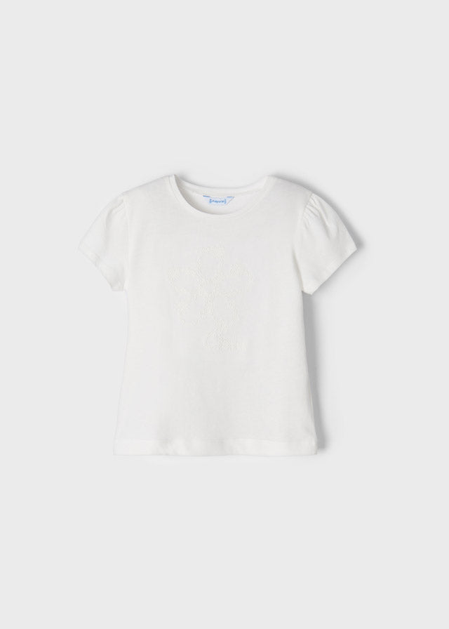 Playera manga corta bordada niña