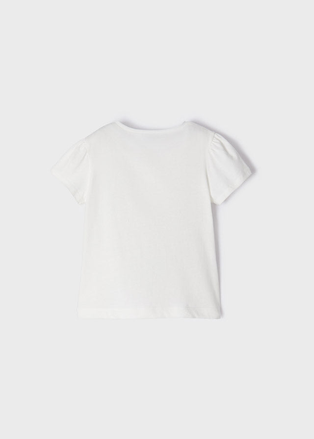 Playera manga corta bordada niña