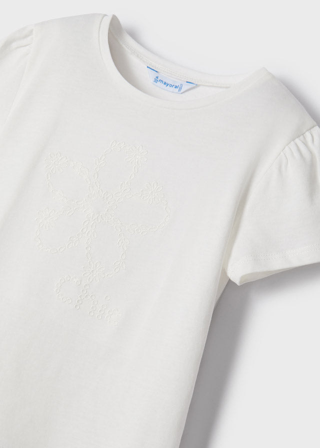 Playera manga corta bordada niña