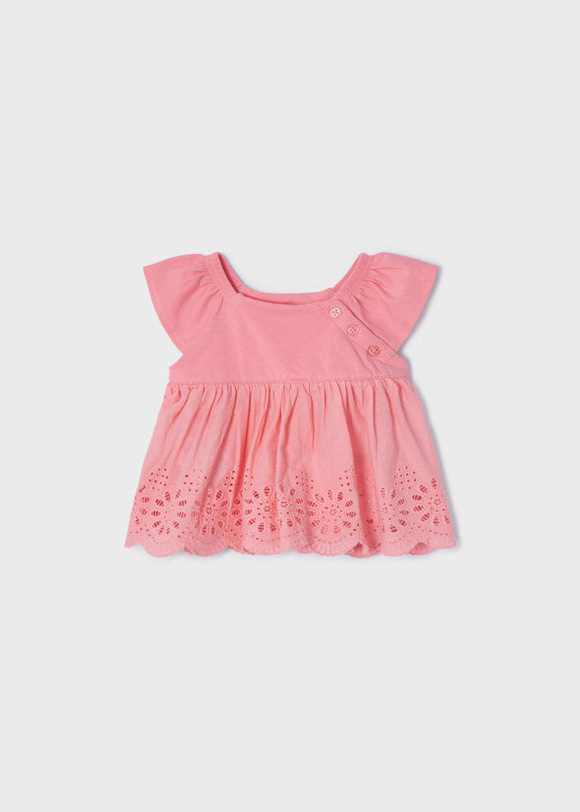 Playera manga corta combinada bebé niña